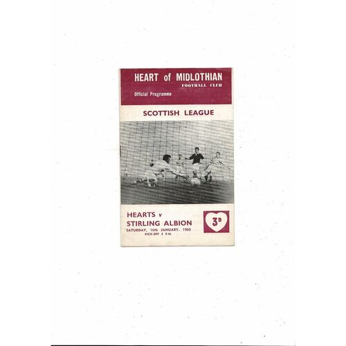 1959/60 Hearts v Stirling Albion Football Programme