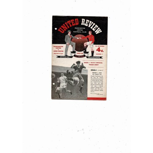 1957/58 Manchester United v Leeds United Football Programme