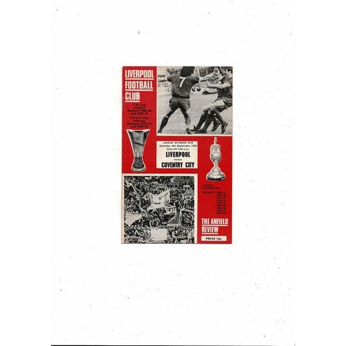1976/77 Liverpool v Coventry City Football Programme