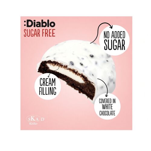 Diablo Diabetic No Added Sugar Cookies & Cream Milk Cream Filling Covered in White Glaze 128g