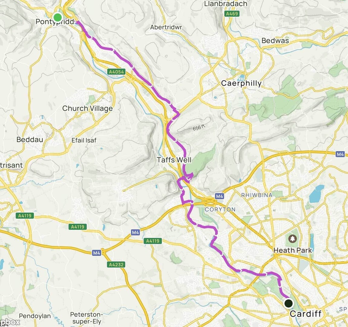 Map of the Taff Trail