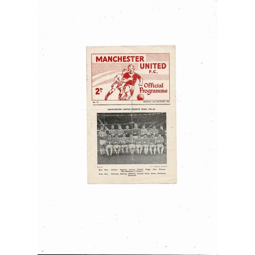 Manchester United v Oldham Athletic Central League Football Programme 1961/62