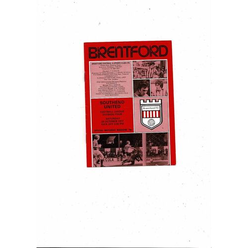 1977/78 Brentford v Southend United Football Programme