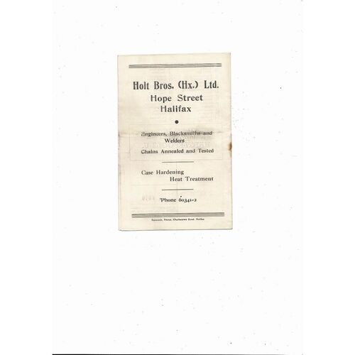 1956/57 Halifax Town v Accrington Stanley Football Programme