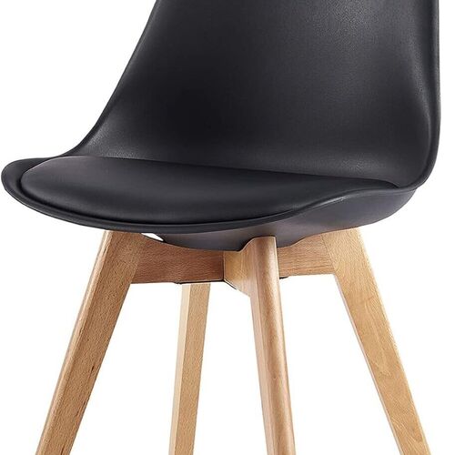 mcc direct Set of 4 Dining Chairs Wooden Legs Soft Cushion Pad Stylish DELUXE Retro Lounge Dining Office EVA