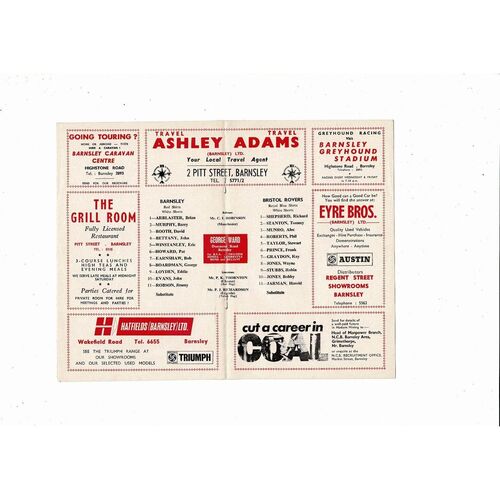 1969/70 Barnsley v Bristol Rovers Football Programme