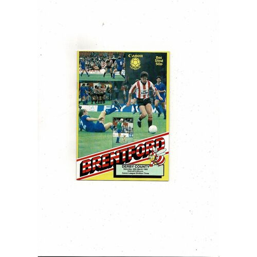 1984/85 Brentford v Derby County Football Programme