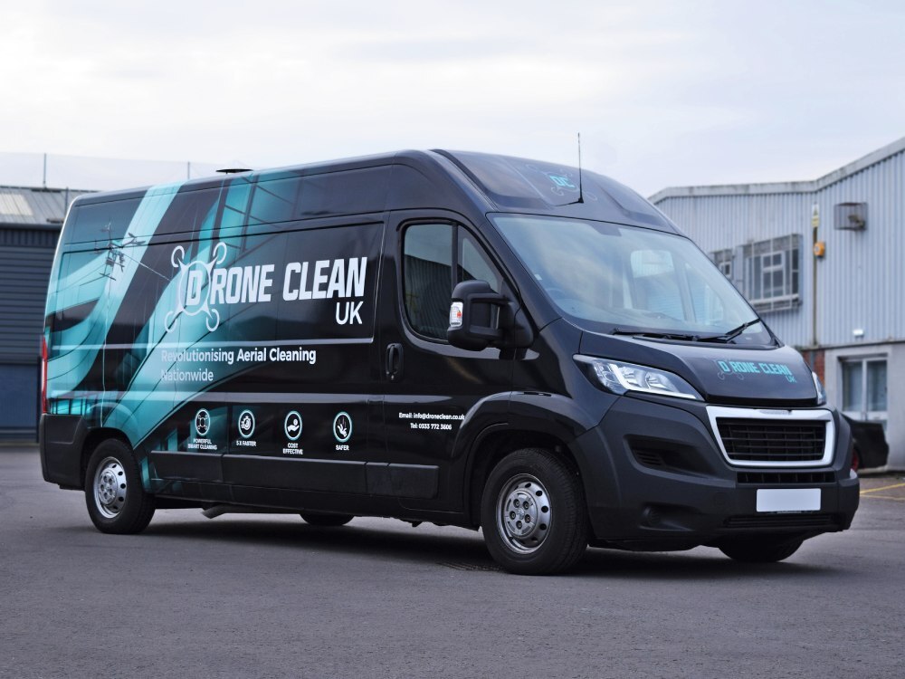 Company advertising van wrap on Peugeot Boxer.