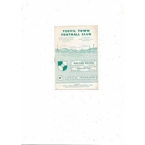 Yeovil Town v Welton Rovers FA Cup Football Programme 1967/68