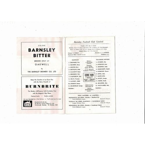 1968/69 Barnsley v Tranmere Rovers Football Programme