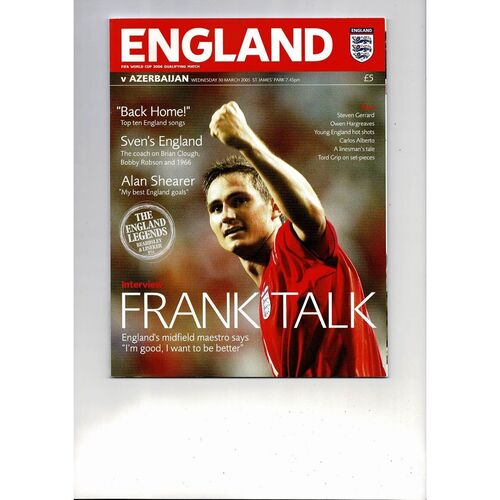 2005 England v Azerbaijan Football Programme @ Newcastle United