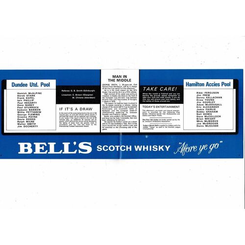 1979/80 Dundee United v Hamilton Accies Scottish League Cup Semi Final Football Programme