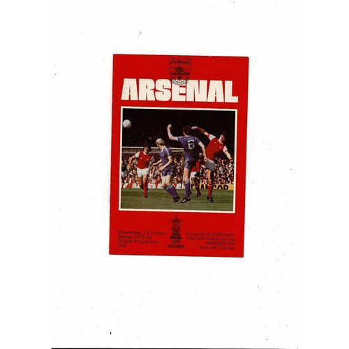 Arsenal v Magdeburg European Cup Winners Cup Football Programme 1979/80