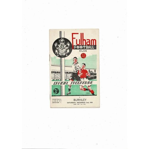 1950/51 Fulham v Burnley Football Programme