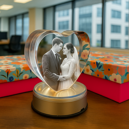 The Super Large 3D Tiree Colour heart Crystal