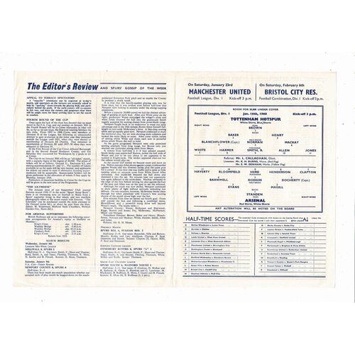 1959/60 Tottenham Hotspur v Arsenal Football Programme