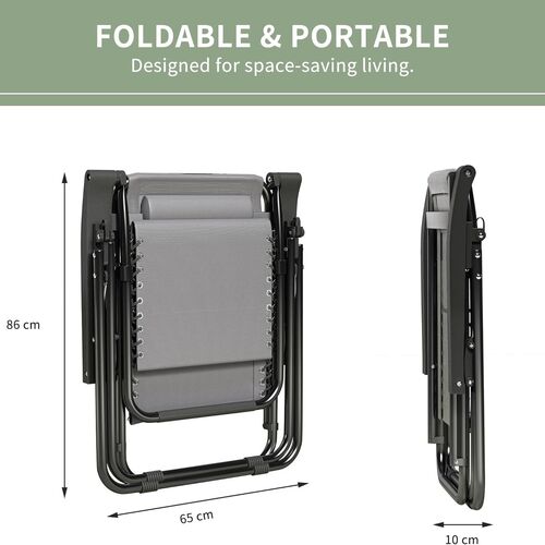 mcc direct Zero Gravity Reclining Chair Set of 1 – Folding Outdoor & Garden Chairs with Textilene Fabric, Cup Holder and Headrest Pillow – TEXTILENE