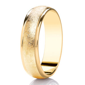 18ct 5mm DIAMOND CUT textural contrast D shape ring