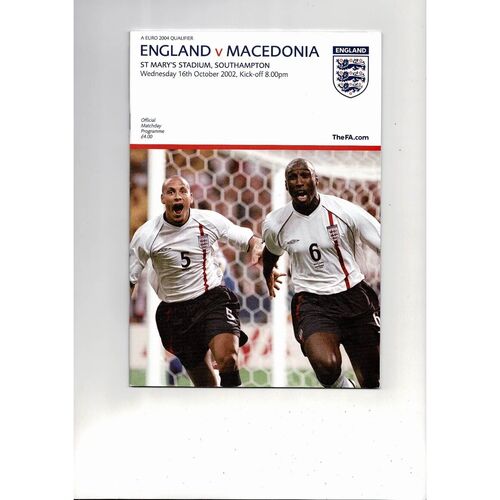 2002 England v Macedonia Football Programme