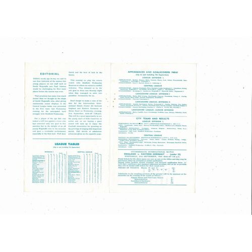 Manchester City v Sheffield Wednesday Central League Football Programme 1960/61