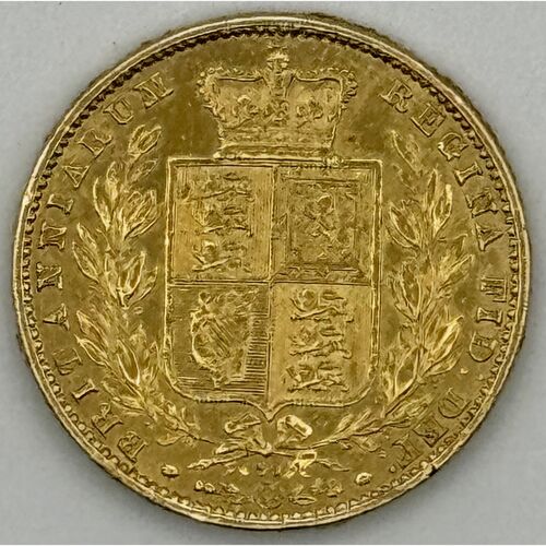 1866 full gold shield back sovereign