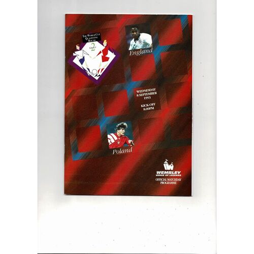 1993 England v Poland Football Programme