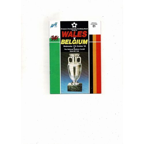 1990 Wales v Belgium Football Programme