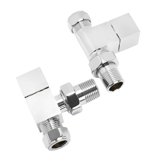 CUBIC CHROME Angled Radiator Valve set