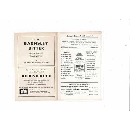 1968/69 Barnsley v Brighton Football Programme