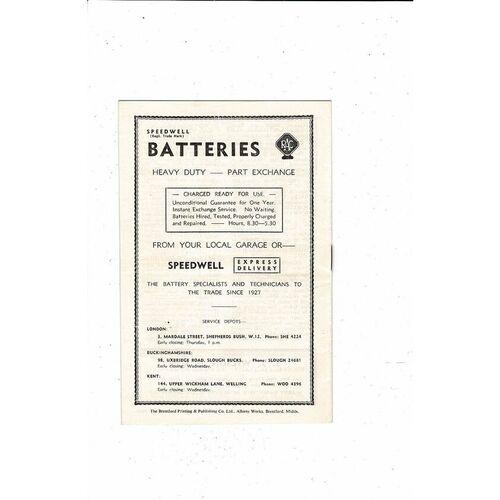 1956/57 Brentford v Shrewsbury Town Football Programme