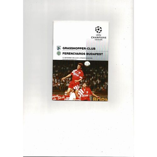 Grasshoppers v Ferencvaros UEFA Champions League Football Programme 1995/96