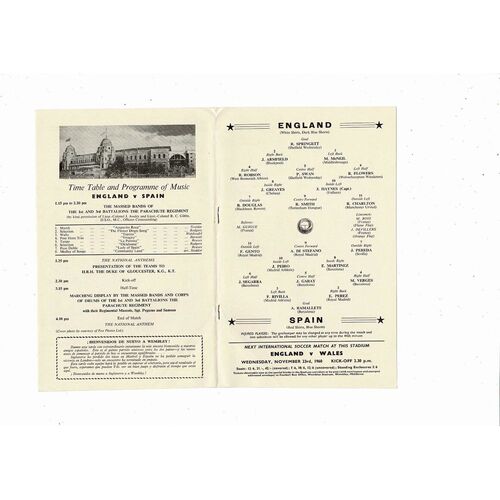 1960 England v Spain Football Programme