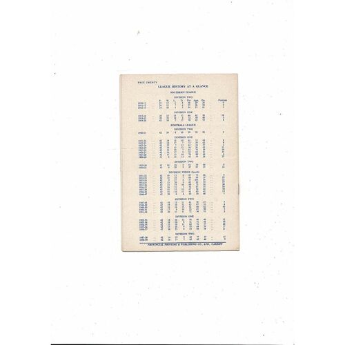 1959/60 Cardiff City v Aston Villa Football Programme