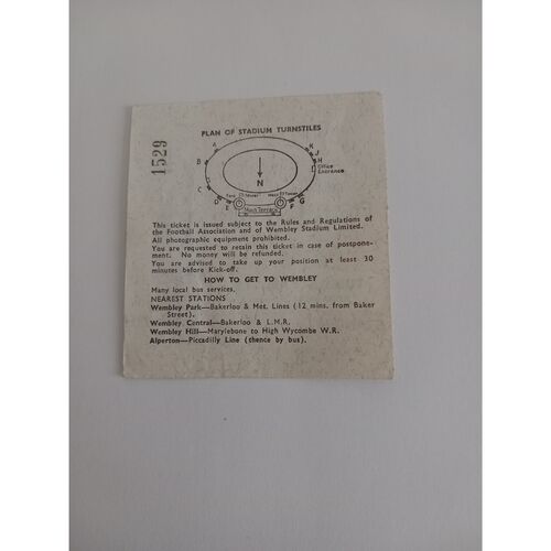 Mexico v Uruguay 1966 World Cup 19th July Standing Match Ticket @ Wembley