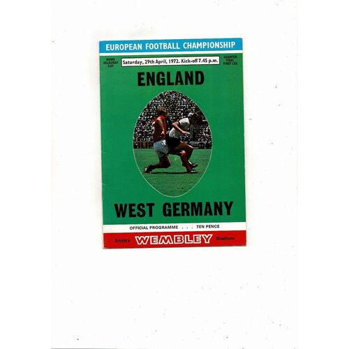 1972 England v West Germany Football Programme