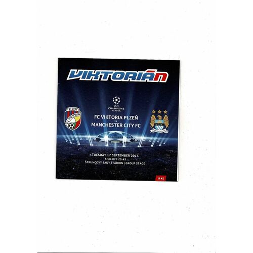 FC Viktoria Plzen v Manchester City Champions League Football Programme 2013/14
