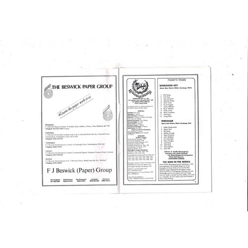 Worcester City v Wrexham FA Cup Football Programme 1982/83