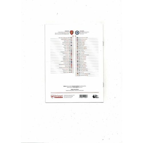 2021/22 Arsenal v Chelsea Womens Super League Football Programme