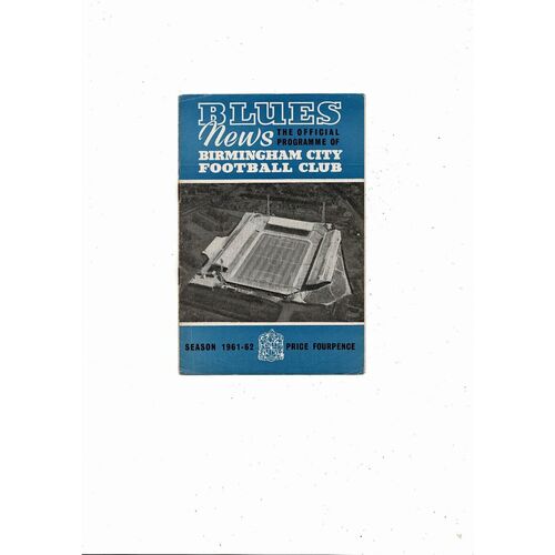 1961/62 Birmingham City v Fulham Football Programme