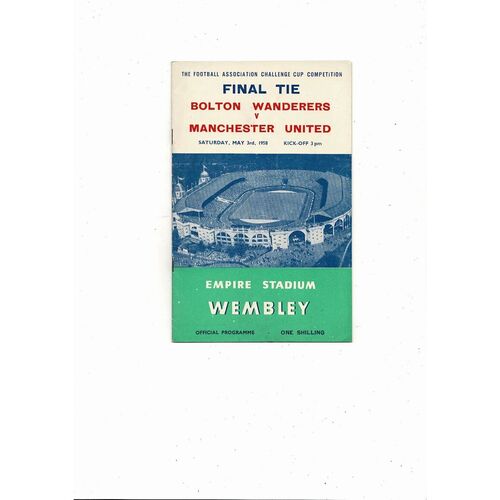 1958 FA Cup Final Bolton v Manchester United Programme Ticket & signed Picture