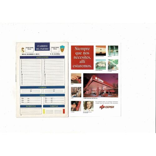 Real Madrid v Lleida La Liga Ist Division Football Programme 1993/94