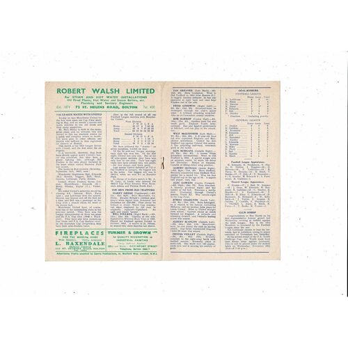 1958/59 Bolton Wanderers v Manchester United Football Programme