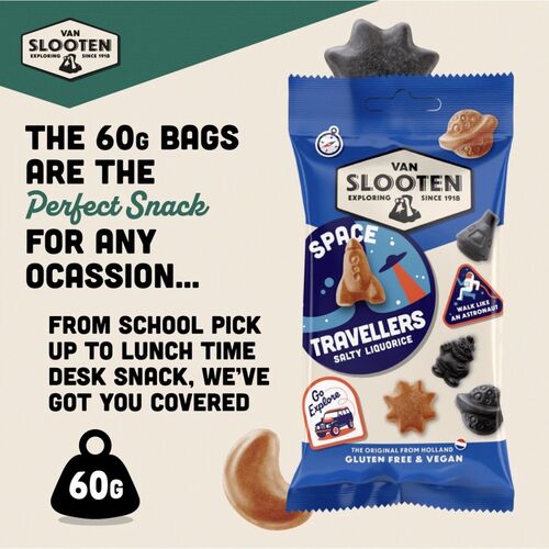 Van Slooten Space Travellers Salty Liquorice Rockets 60g