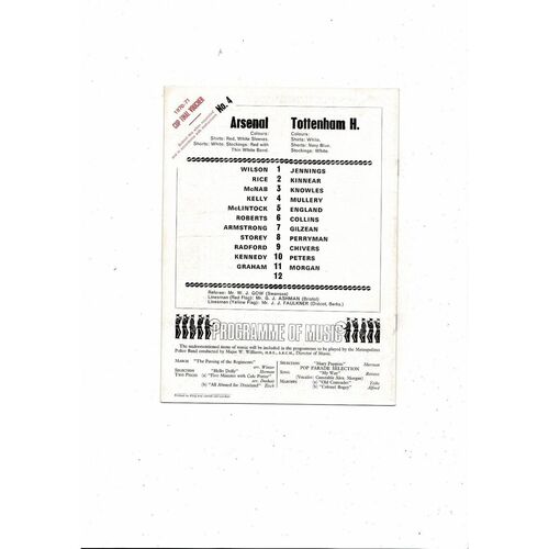 1970/71 Arsenal v Tottenham Hotspur Football Programme