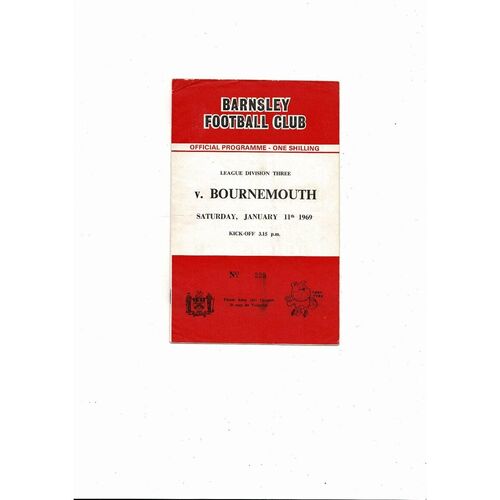 1968/69 Barnsley v Bournemouth Football Programme
