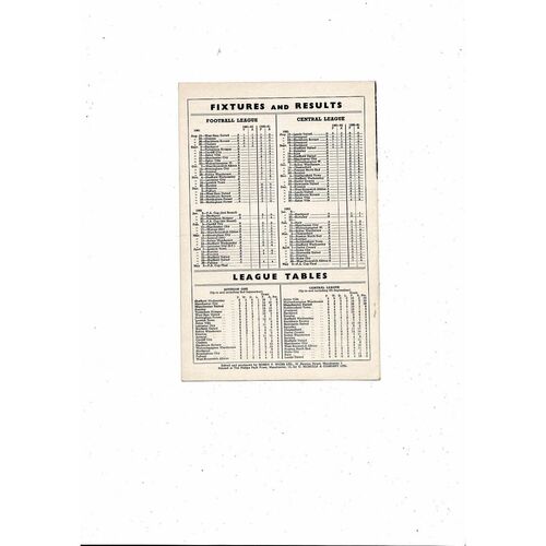 1961/62 Manchester United v Tottenham Hotspur Football Programme