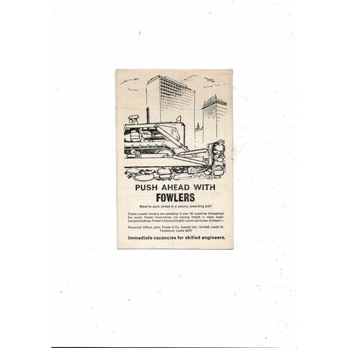 Leeds United v Juventus Friendly Football Programme 1963/64