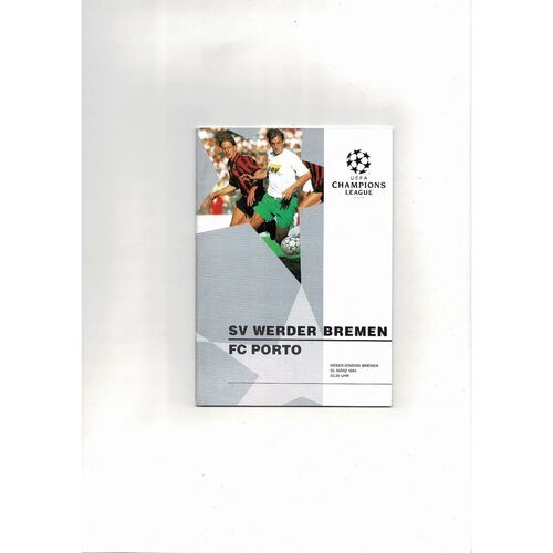 Werder Bremen v FC Porto UEFA Champions League Football Programme 1993/94