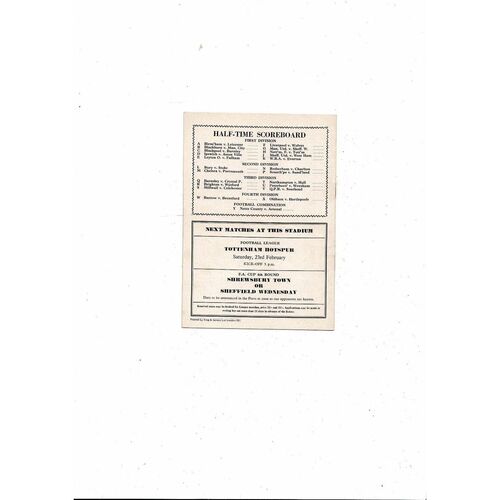 1962/63 Arsenal v Bolton Wanderers Football Programme