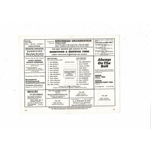 1970/71 Brentford v Southport Football Programme